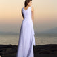 A-Line/Princess V-neck Pleats Sleeveless Long Chiffon Beach Wedding Dresses DEP0006534