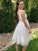 A-Line/Princess V-neck Applique Sleeveless Tulle Short/Mini Homecoming Dresses DEP0004602