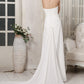 Sheath/Column Sweetheart Sleeveless Ruffles Long Chiffon Wedding Dresses DEP0006952