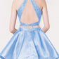 A-Line/Princess Satin Lace Sleeveless Halter Short/Mini Two Piece Dresses DEP0008077