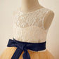 A-Line/Princess Sleeveless Tulle Lace Scoop Floor-Length Flower Girl Dresses DEP0007895