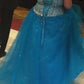 A-Line/Princess Sweetheart Sleeveless Beading Floor-Length Organza Plus Size Dresses DEP0003743