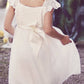 A-line/Princess Square Short Sleeves Lace Floor-Length Chiffon Flower Girl Dresses DEP0007564