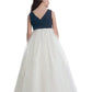 A-Line/Princess Tulle Ruched V-neck Sleeveless Floor-Length Flower Girl Dresses DEP0007912