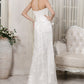 Sheath/Column V-neck Sleeveless Lace Applique Long Net Wedding Dresses DEP0006973
