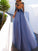 A-Line Scoop Long Sleeves Floor-Length With Applique Tulle Dresses DEP0001819
