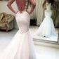 Trumpet/Mermaid Chapel Train Applique Spaghetti Straps Sleeveless Tulle Wedding Dresses DEP0006357