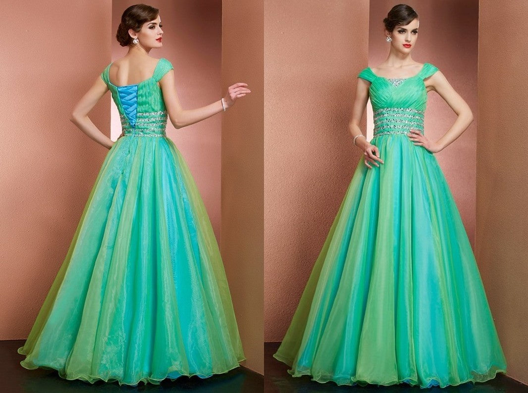 Ball Gown Off the Shoulder Sleeveless Beading Long Satin Quinceanera Dresses DEP0009098