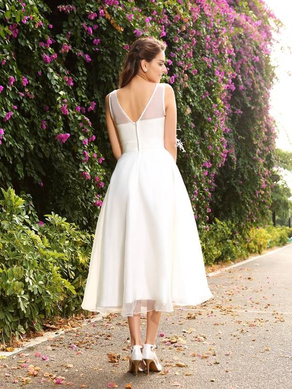 A-Line/Princess Bateau Sash/Ribbon/Belt Sleeveless Long Satin Wedding Dresses DEP0006595