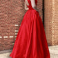 A-Line/Princess Halter Sleeveless Floor-Length Beading Satin Dresses DEP0002223