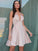 A-Line/Princess Satin Ruffles Sleeveless Spaghetti Straps Short/Mini Homecoming Dresses DEP0004249