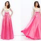 A-line/Princess V-neck Lace Long Sleeves Long Taffeta Dresses DEP0002868