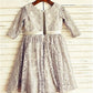 A-line/Princess Scoop 3/4 Sleeves Tea-Length Lace Flower Girl Dresses DEP0007888
