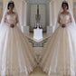 Ball Gown Tulle Applique Off-the-Shoulder Long Sleeves Sweep/Brush Train Wedding Dresses DEP0006415