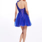 A-Line/Princess One-Shoulder Sleeveless Beading Short Net Homecoming Dresses DEP0008916