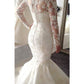 A-Line/Princess Bateau Long Sleeves Tulle Court Train Applique Wedding Dresses DEP0006292