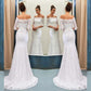 Trumpet/Mermaid Off-the-Shoulder Sweep/Brush Train Lace Long Sleeves Wedding Dresses DEP0006124