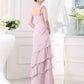 A-Line/Princess Beading Sleeveless Straps Layered Chiffon Long Dresses DEP0004648