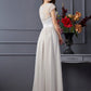 A-Line/Princess Sweetheart Short Sleeves Beading Long Chiffon Dresses DEP0002881