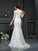 Sheath/Column Off-the-Shoulder Lace 1/2 Sleeves Long Lace Wedding Dresses DEP0006408