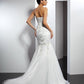 Trumpet/Mermaid Strapless Applique Sleeveless Long Satin Wedding Dresses DEP0006684