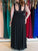 A-Line/Princess Straps Sleeveless Lace Floor-Length Chiffon Plus Size Dresses DEP0004187
