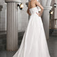 A-Line/Princess Strapless Sleeveless Beading Applique Long Taffeta Wedding Dresses DEP0006808