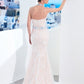 Sheath/Column Halter Sleeveless Floor-Length Lace Satin Dresses DEP0004150
