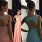 A-Line/Princess Scoop Sleeveless Floor-Length Applique Chiffon Dresses DEP0002015