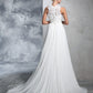 A-Line/Princess High Neck Pleats Sleeveless Long Chiffon Wedding Dresses DEP0006909