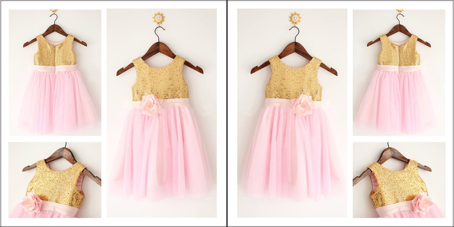 A-Line/Princess Scoop Sleeveless Sequin Long Tulle Flower Girl Dresses DEP0007842