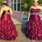 A-Line/Princess Strapless Sleeveless Beading Floor-Length Taffeta Plus Size Dresses DEP0004347