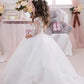 Ball Gown Jewel 1/2 Sleeves Lace Floor-Length Tulle Flower Girl Dresses DEP0007595