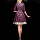 A-Line/Princess Sheer Neck Lace 1/2 Sleeves Short Lace Cocktail Dresses DEP0008792