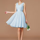 A-Line/Princess V-neck Sleeveless Sash/Ribbon/Belt Short/Mini Chiffon Bridesmaid Dresses DEP0005048