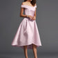 A-Line/Princess Off-the-Shoulder Sleeveless High Low Satin Bridesmaid Dresses DEP0005211