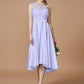 A-Line/Princess Bateau Sleeveless Ruffles Asymmetrical Silk like Satin Bridesmaid Dresses DEP0005019