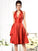 A-Line/Princess Halter Sleeveless Short Taffeta Bridesmaid Dresses DEP0005356