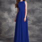 A-line/Princess Jewel Ruffles Sleeveless Long Chiffon Bridesmaid Dresses DEP0005510