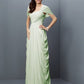 A-Line/Princess Sweetheart Pleats Short Sleeves Long Chiffon Bridesmaid Dresses DEP0005228