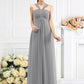 A-Line/Princess Straps Pleats Sleeveless Long Chiffon Bridesmaid Dresses DEP0005478