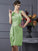 Sheath/Column Sleeveless Applique Short Taffeta Bridesmaid Dresses DEP0005248