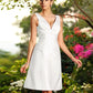 A-Line/Princess V-neck Pleats Sleeveless Short Satin Bridesmaid Dresses DEP0005672
