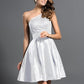 A-Line/Princess One-Shoulder Sleeveless Short Taffeta Bridesmaid Dresses DEP0005513