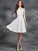 A-line/Princess Halter Lace Sleeveless Short Chiffon Bridesmaid Dresses DEP0005310