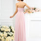 A-Line/Princess Strapless Hand-Made Flower Sleeveless Long Chiffon Bridesmaid Dresses DEP0005309