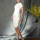 Sheath/Column Jewel Lace Short Sleeves Short Lace Mother of the Bride Dresses DEP0007393