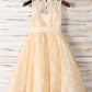 A-Line/Princess Lace Sash/Ribbon/Belt Scoop Sleeveless Tea-Length Flower Girl Dresses DEP0007526
