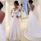 Ball Gown V-neck Long Sleeves Lace Sweep/Brush Train Tulle Wedding Dresses DEP0006055