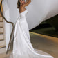 A-Line/Princess Satin Ruched Strapless Sleeveless Court Train Wedding Dresses DEP0006532